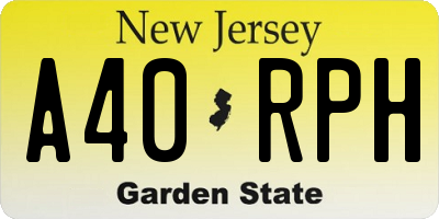 NJ license plate A40RPH