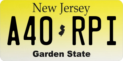 NJ license plate A40RPI