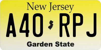 NJ license plate A40RPJ