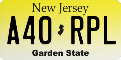 NJ license plate A40RPL