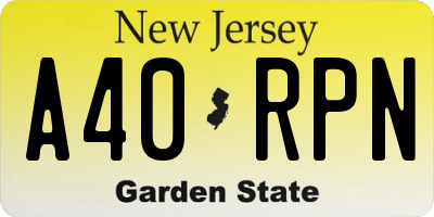 NJ license plate A40RPN