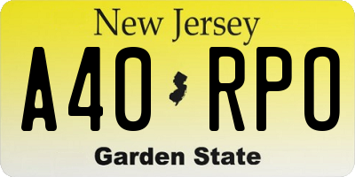 NJ license plate A40RPO