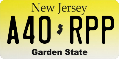 NJ license plate A40RPP