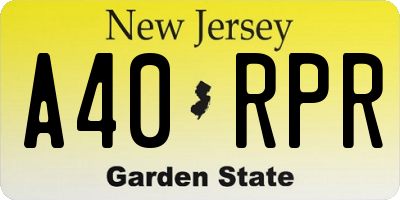 NJ license plate A40RPR