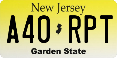 NJ license plate A40RPT