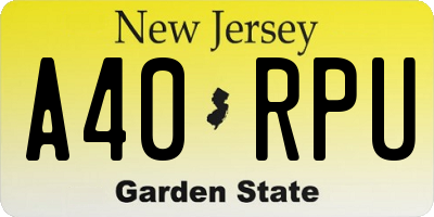NJ license plate A40RPU