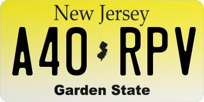 NJ license plate A40RPV