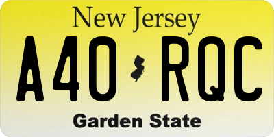 NJ license plate A40RQC