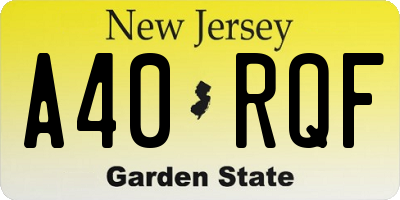 NJ license plate A40RQF