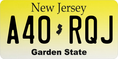 NJ license plate A40RQJ