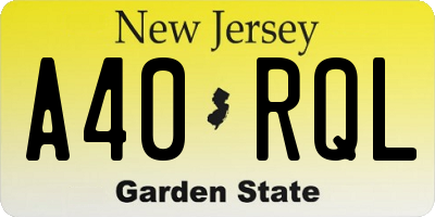 NJ license plate A40RQL