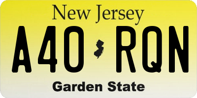 NJ license plate A40RQN
