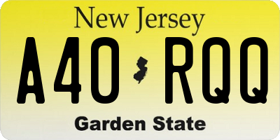 NJ license plate A40RQQ