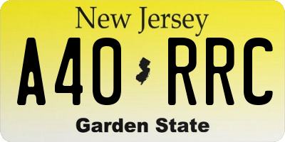 NJ license plate A40RRC