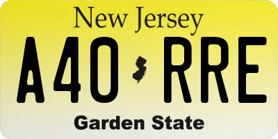 NJ license plate A40RRE