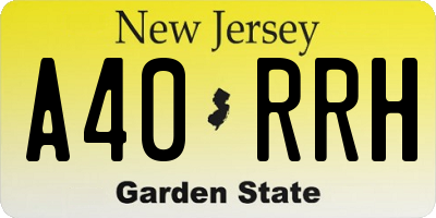 NJ license plate A40RRH