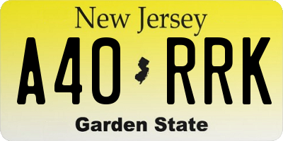 NJ license plate A40RRK