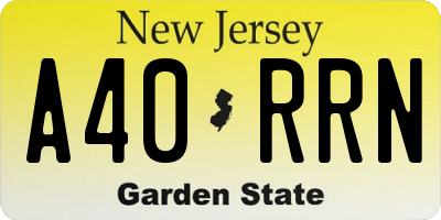 NJ license plate A40RRN