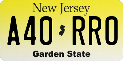 NJ license plate A40RRO