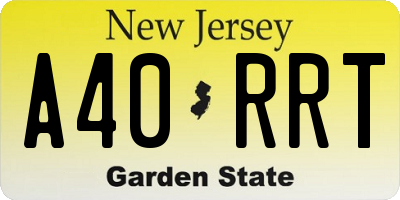 NJ license plate A40RRT