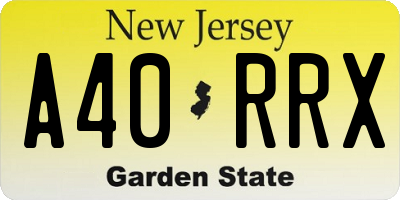 NJ license plate A40RRX