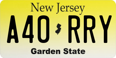 NJ license plate A40RRY
