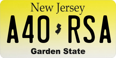 NJ license plate A40RSA