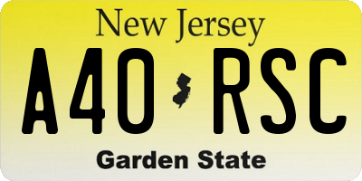 NJ license plate A40RSC