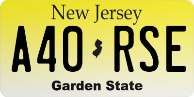 NJ license plate A40RSE