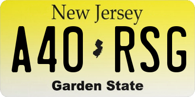 NJ license plate A40RSG