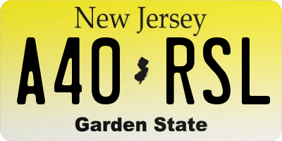 NJ license plate A40RSL
