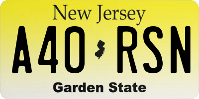 NJ license plate A40RSN