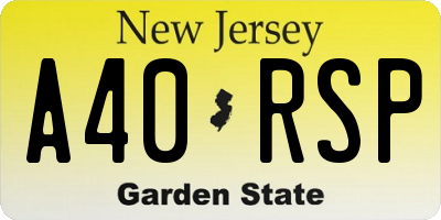 NJ license plate A40RSP