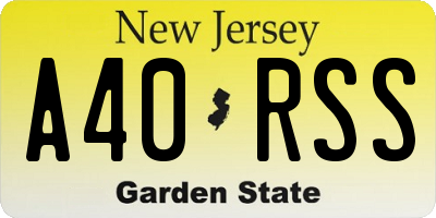 NJ license plate A40RSS