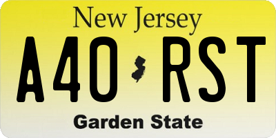 NJ license plate A40RST