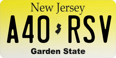 NJ license plate A40RSV