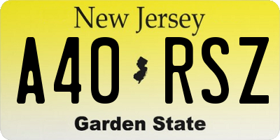 NJ license plate A40RSZ