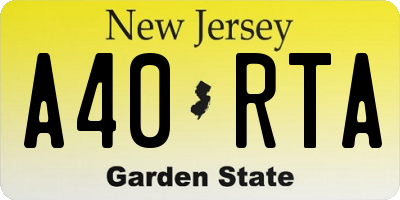 NJ license plate A40RTA