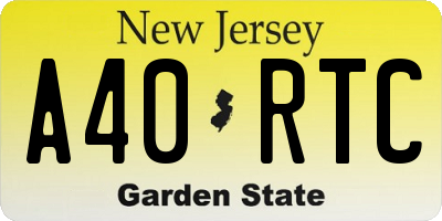 NJ license plate A40RTC