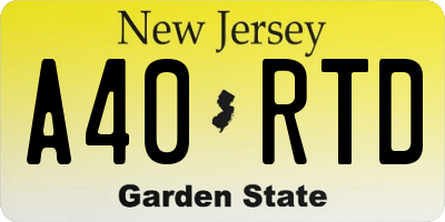 NJ license plate A40RTD
