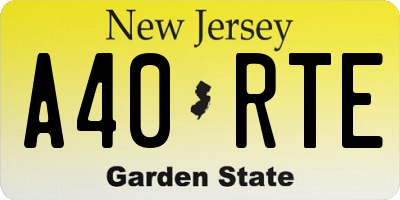 NJ license plate A40RTE