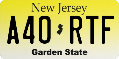 NJ license plate A40RTF