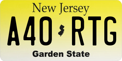 NJ license plate A40RTG