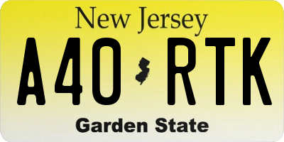 NJ license plate A40RTK