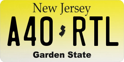 NJ license plate A40RTL