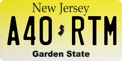 NJ license plate A40RTM