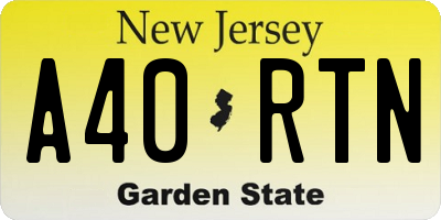 NJ license plate A40RTN