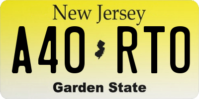 NJ license plate A40RTO