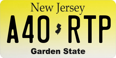 NJ license plate A40RTP