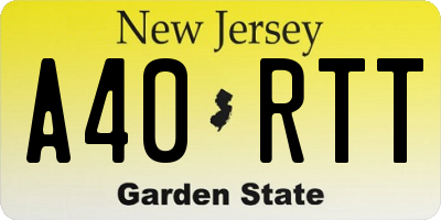 NJ license plate A40RTT